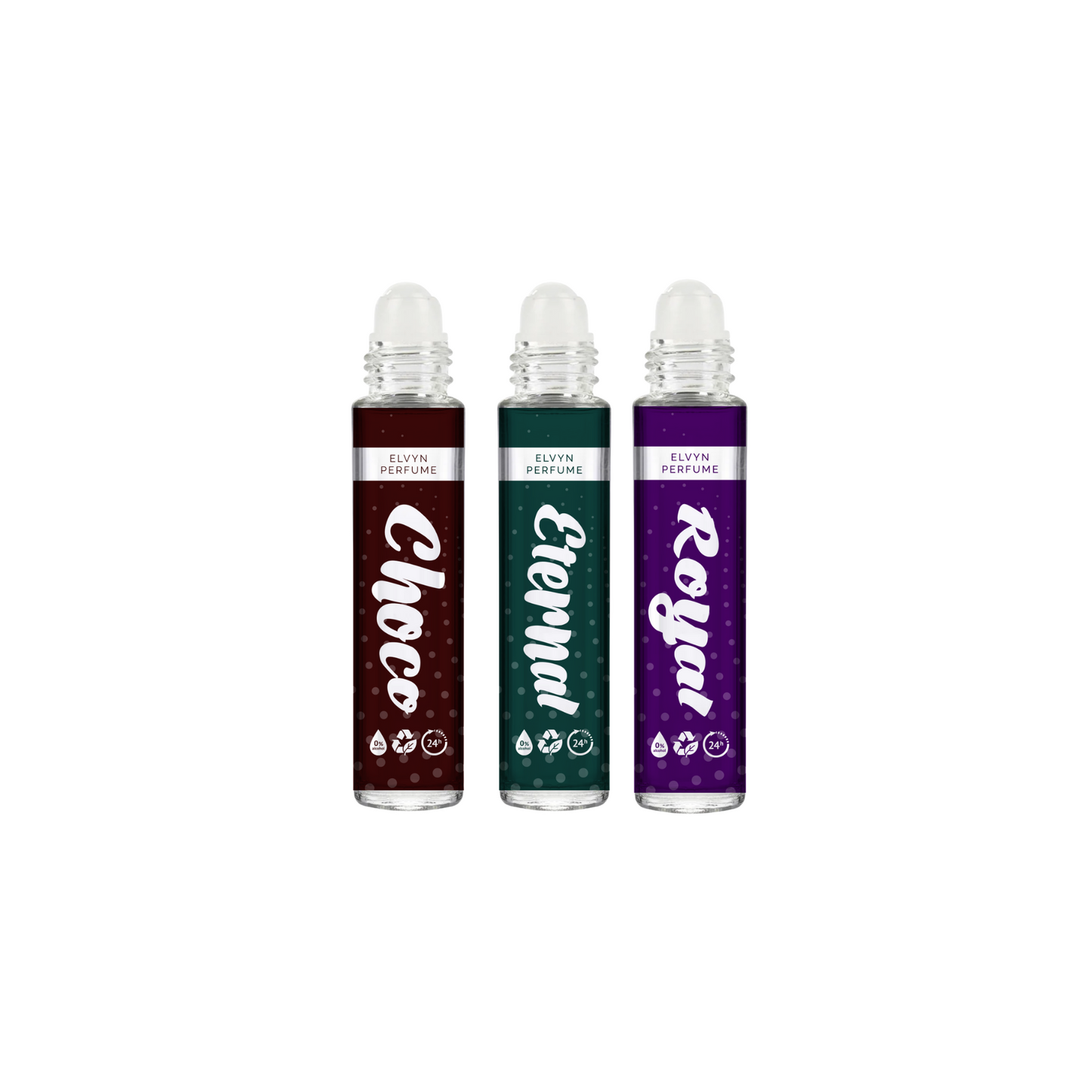 Choco + Eternal + Royal Elvyn Premium Roll-on Perfumes (Pack of 3)