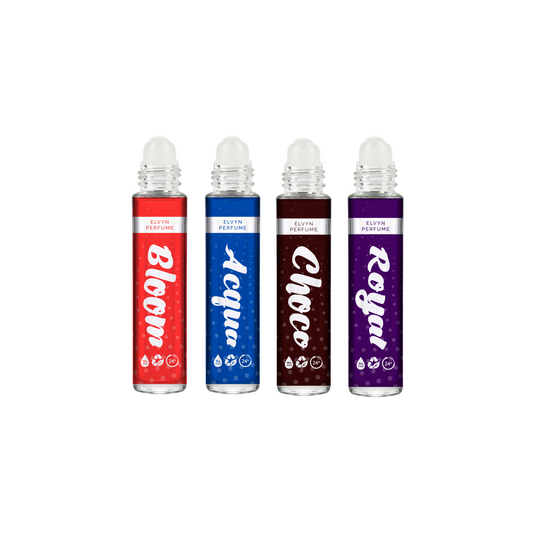 Bloom + Acqua + Choco + Royal  Elvyn Premium Roll-on Perfumes (Pack of 4)