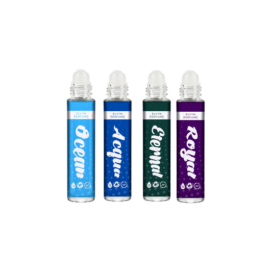 Ocean + Acqua + Eternal + Royal  Elvyn Premium Roll-on Perfumes (Pack of 4)
